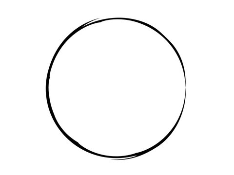 Thin circle made for marking.Grunge oval shape made of black paint.