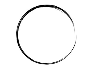 Grunge thin circle made of black ink using artistic brush.Grunge oval shape made for marking.Black circle made for your design.