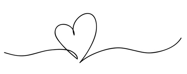 Heart. Abstract love symbol. Continuous line art drawing vector illustration - obrazy, fototapety, plakaty