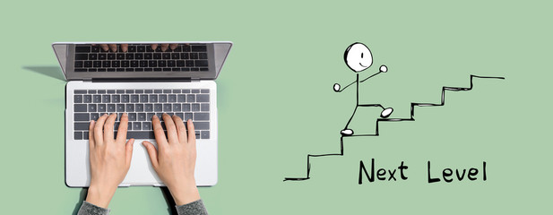 Next level concept with person using a laptop computer