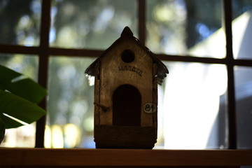 vintage wooden bird house