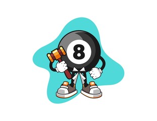 Billiard ball number 8 judge cartoon cartoon. Mascot Character vector.