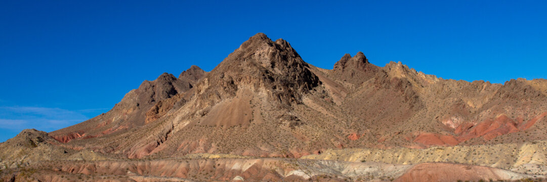 Panorama of colorful views along Lakeshore Road in Lake Mead National Recreation Area in Nevada