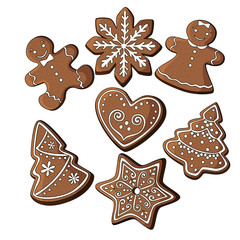 Set of christmas cookies - ginger man isolated