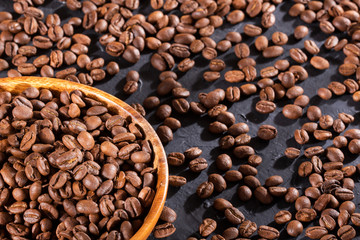 Coffea - Roasted Coffee Beans. Text space