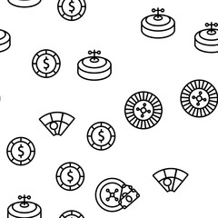 Roulette Vector Seamless Pattern Thin Line Illustration