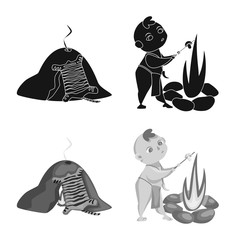 Vector design of evolution and prehistory symbol. Set of evolution and development stock symbol for web.