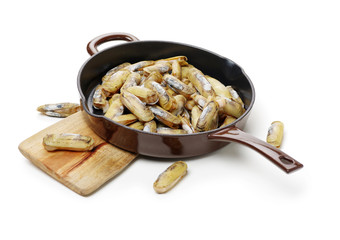 Razor clams isolated on white background.