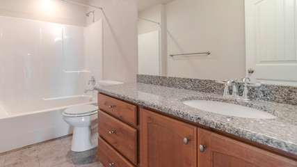 Panorama frame Interior of a modern bathroom with marble vanity