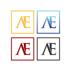 letter A and E in square logo SET vector