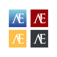 letter A and E in square logo SET vector