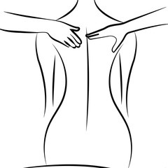 Beautiful woman is doing manual therapeutic relaxing back massage in spa beauty salon isolated on white background. Vector illustration.