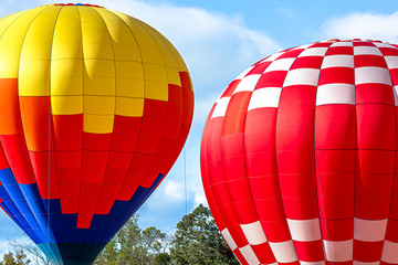Balloons with blue sky background launch at festival in North Carolina,USA.