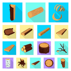 Isolated object of material and nature icon. Collection of material and raw stock vector illustration.