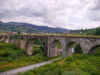 Fototapeta na wymiar Vorokhta Ukraine Old Bridge (Viaduct)