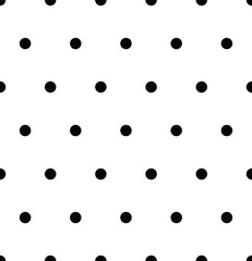 Seamless polka dot pattern in triangular arrangement. Black dots on white background. Vector illustration