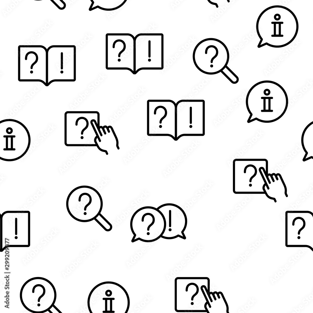 Poster faq frequently asked questions vector seamless pattern thin line illustration