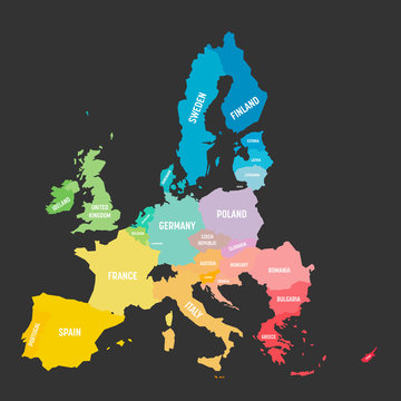 Colorful vector map of EU, European Union, member states