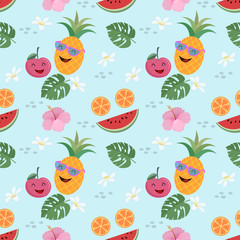 Cute fruit vector seamless pattern summer concept.