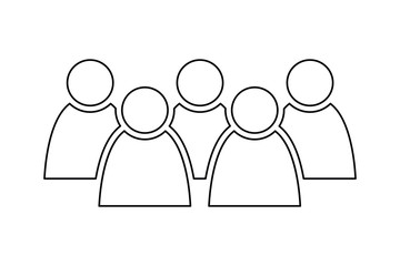 5 people icon. Group of persons. Simplified human pictogram. Modern simple flat vector icon