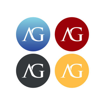 letter A and G incircle logo SET vector
