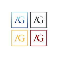 letter A and G in square logo SET vector