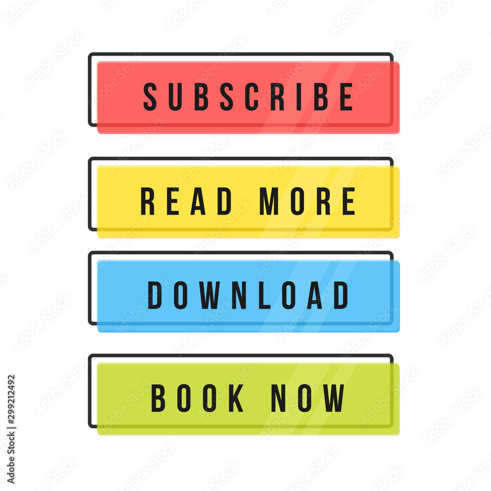 Aufkleber set of trendy action button for web, mobile app. template modern navigation button menu. button coll