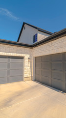 Vertical frame Double garage doors at right angles exterior