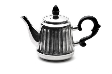 Vintage silver teapot on a white background