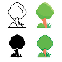 Tree vector illustration with different style isolated on white. Tree icon, tree symbol 