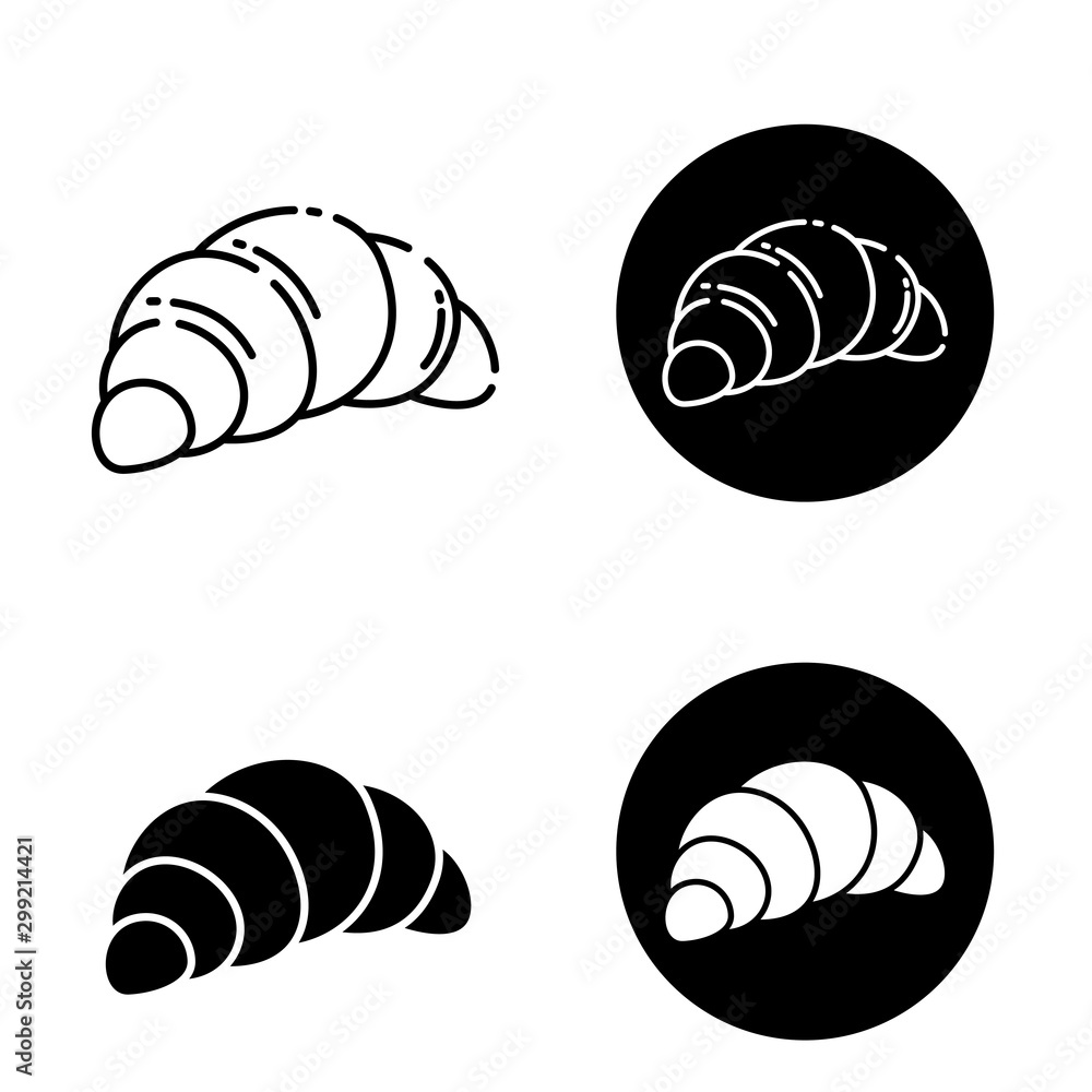 Wall mural croissant vector illustration with black and white background. croissant icon