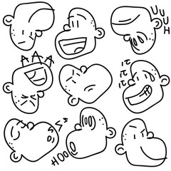 faces expressing emotions in a cartoon
