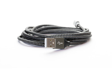 Stranded Cable Male USB Type-A on White Background Isolated Photo 