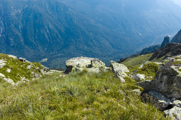 View from hiking trail from Kupen peaks to Orlovets peak, Rila Mountain