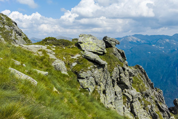 View from hiking trail from Kupen peaks to Orlovets peak, Rila Mountain