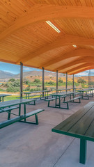Vertical Outdoor shelter and seating in recreational park
