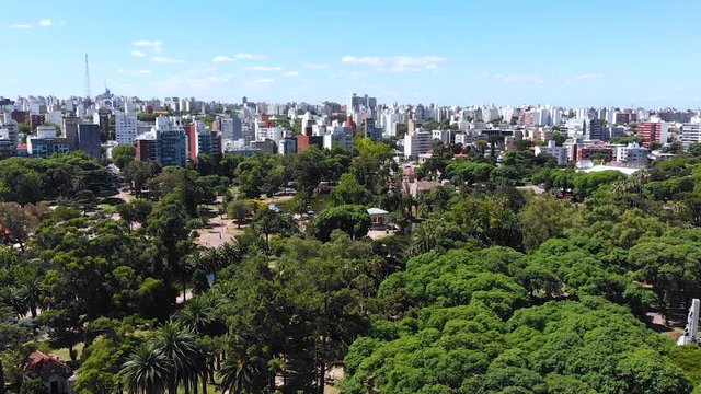 Park Jose Enrique Rodo, Lake (Montevideo, Uruguay) aerial view, drone footage