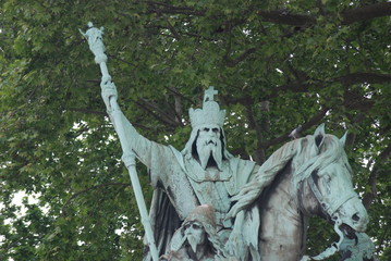 Old knight on horse copper statue