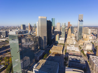 Obraz premium Houston modern city aerial view in downtown Houston, Texas, TX, USA.