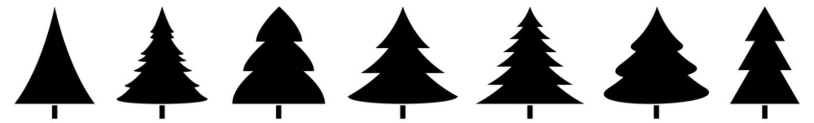 Christmas Tree Black Icon | Fir Tree Illustration | x-mas Symbol | Logo | Isolated Variations