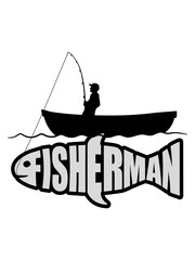 boot kontur angler fisherman logo fischermann meer sport silhouette clipart hobby angeln fischer fischen fangen fisch hunger lecker see fluss angel angelrute seil cool design