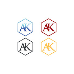 letter A and K in polygon logo SET vector