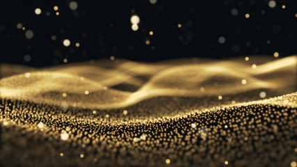 Gold particle abstract wave mesh background - 299218859