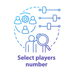Select players number blue gradient concept icon. Teamwork idea thin line illustration. Choosing and adjusting team. Picking up players quantity. Vector isolated outline drawing