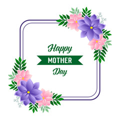Card design happy mother day, with graphic colorful wreath frame. Vector