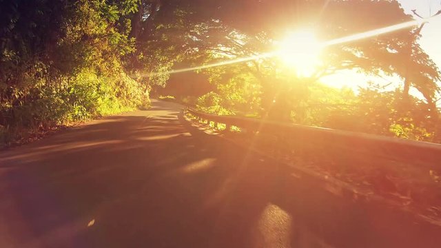 Driving Down Beautiful Rural Hawaiian Road In Afternoon