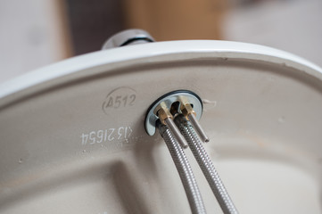 installation of sink in the bathroom,