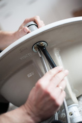 installation of sink in the bathroom,