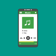 Mobile music application interface design concept isolated on colored background flat vector illustration – Vector