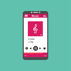 Mobile music application interface design concept isolated on colored background flat vector illustration – Vector